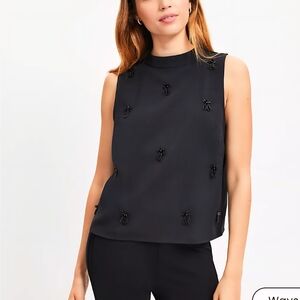 LOFT Black Embellished Boxy Tank Top